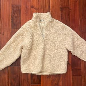 Acne Oversized Shearling Zip Sweater, Size Small